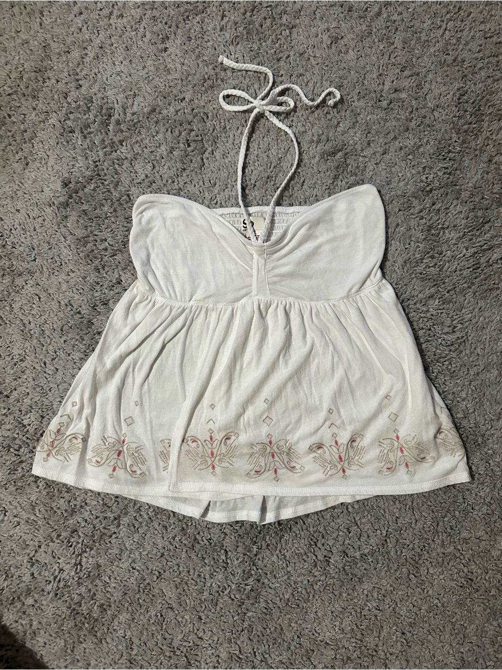Vintage Y2K So Women’s White Embroidered Halter Top